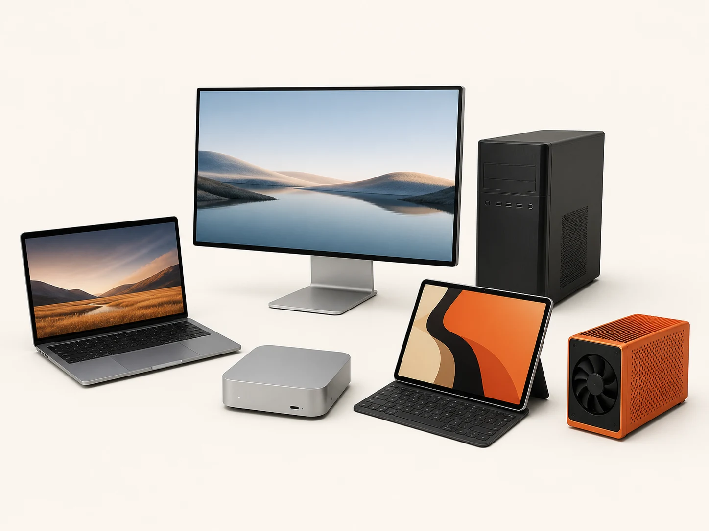 A pool of existing laptops, desktops, tablets and mini PCs enhanced with consumer hardware